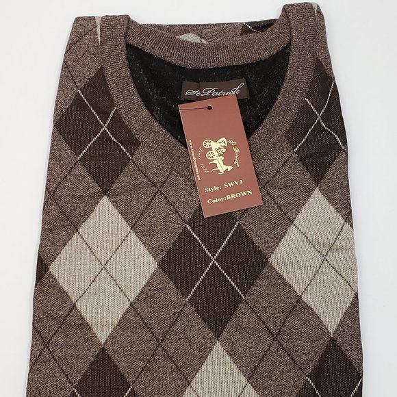 St. Patrick Other - 3X St. Patrick V-Neck Brown Argyle Sweater Vest 3XL